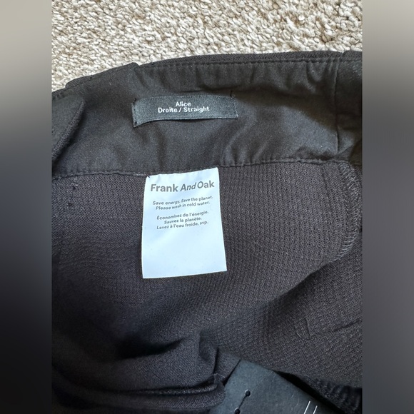 NWT Frank & Oak The Alice Straight Leg Trousers Utility Pockets Black Size 4 - Picture 9 of 10